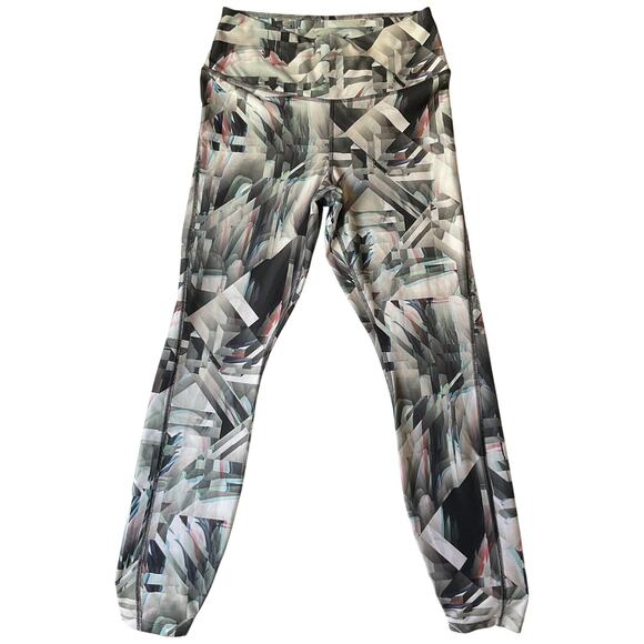 Nike Women Activewear Pants L Black Geometric Dri-Fit Yoga Legging 28" Inseam - Picture 1 of 8